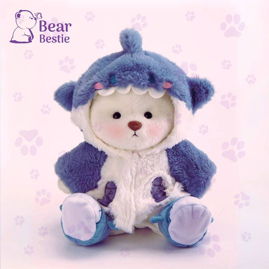 Cute Teddy Bear in blue Shark Outfit