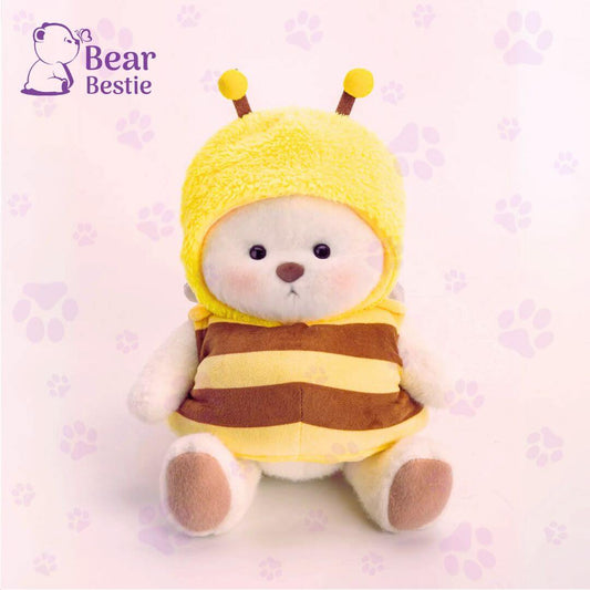 Warm-toned teddy bear in Bumblebee Outfit plush